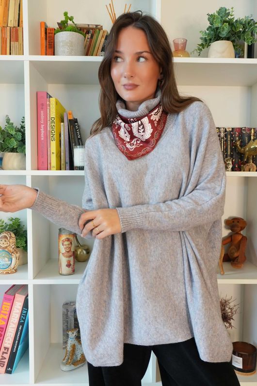 Beyond Terry Oversized Cowl Knit Grey Marl /29 =